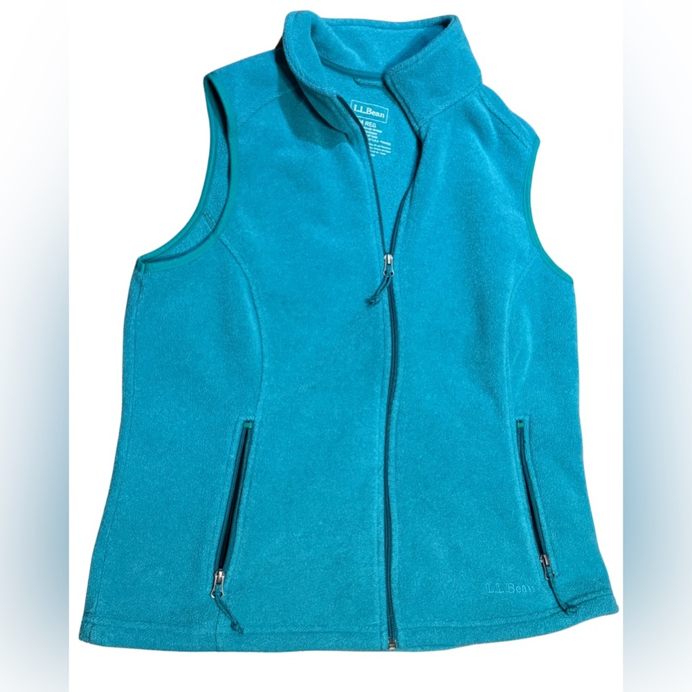 LL Bean Women’s Fleece Vest Medium Teal Zip Outdoor Hiking Layer
